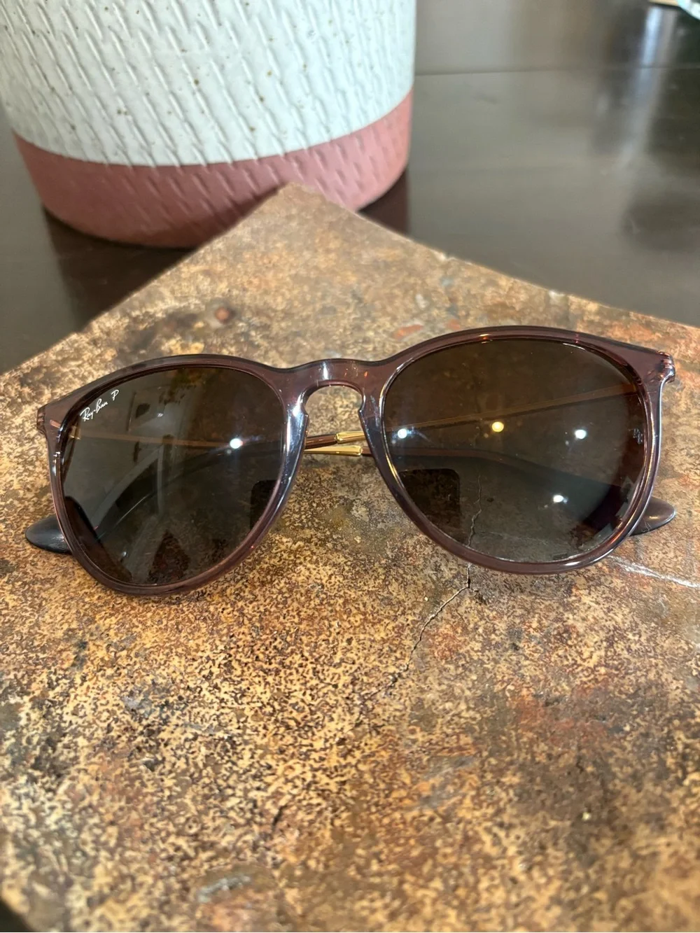 Ray-Ban Women’s Purple Sunglasses with Dark Brown Lenses